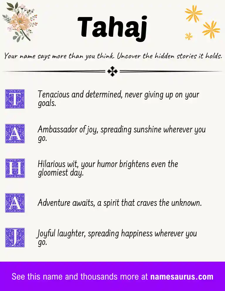 Acrostic poem about Tahaj.