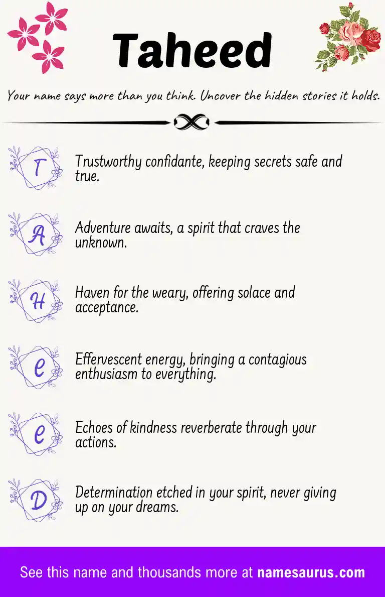 Acrostic poem about Taheed.