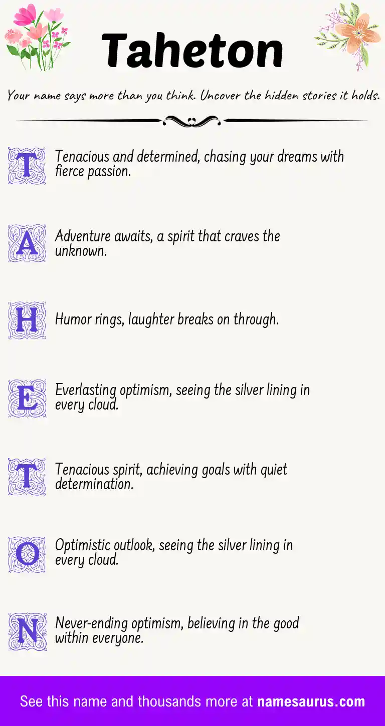 Acrostic poem about Taheton.