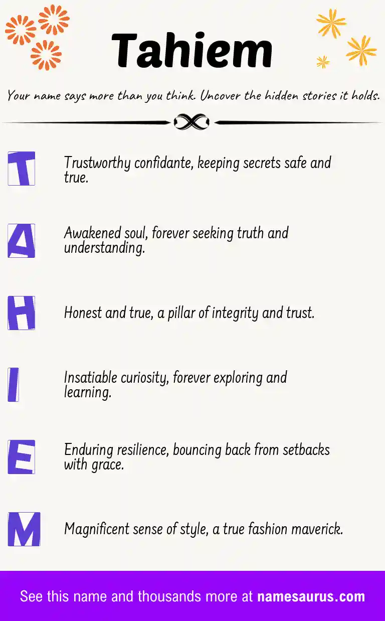 Acrostic poem about Tahiem.