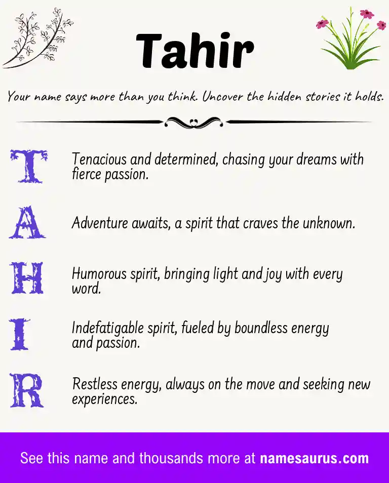 Acrostic poem about Tahir.