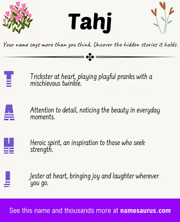 Acrostic poem about Tahj.