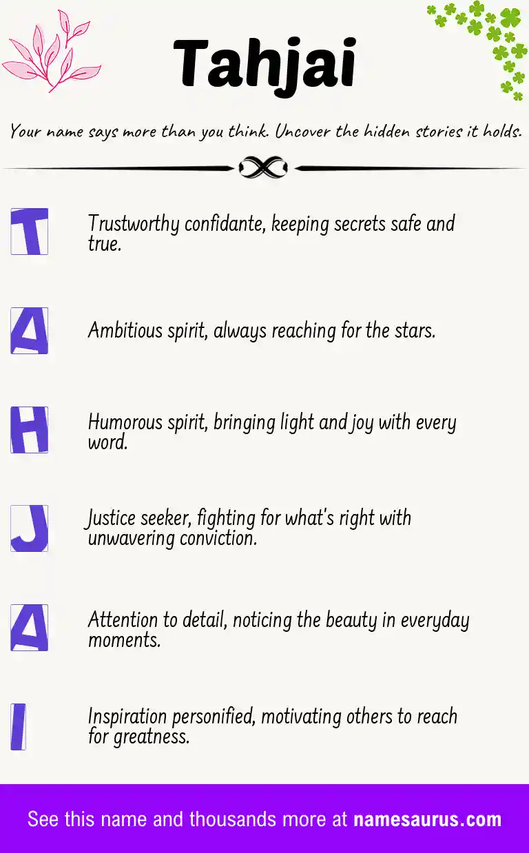 Acrostic poem about Tahjai.