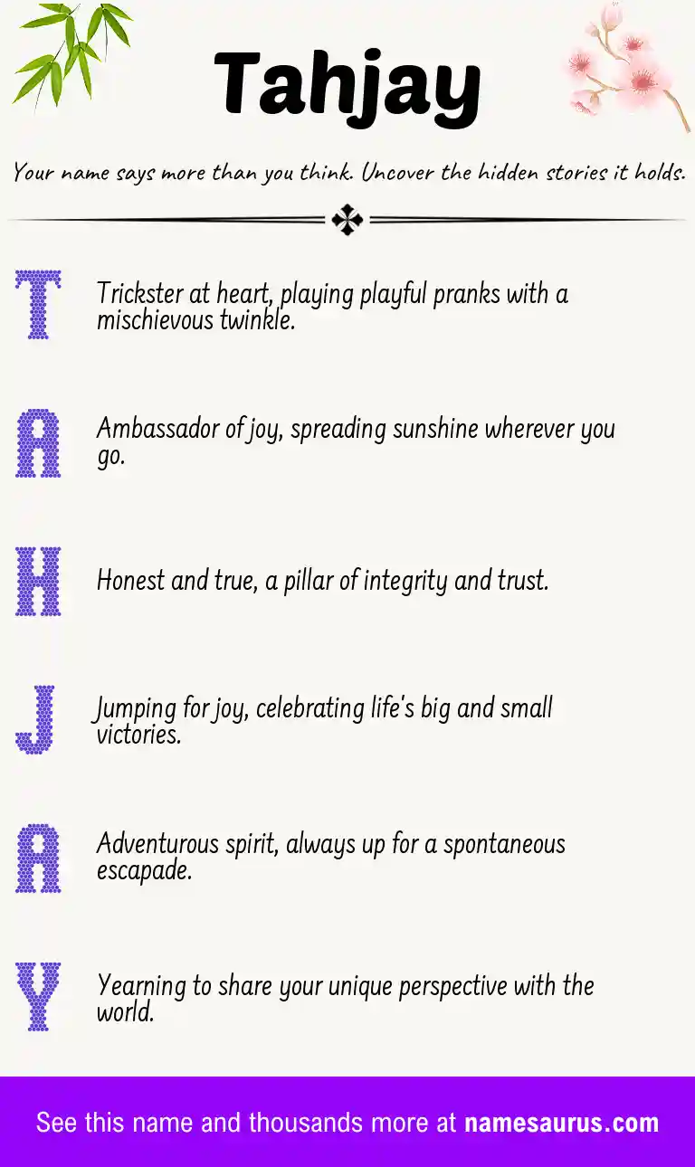 Acrostic poem about Tahjay.