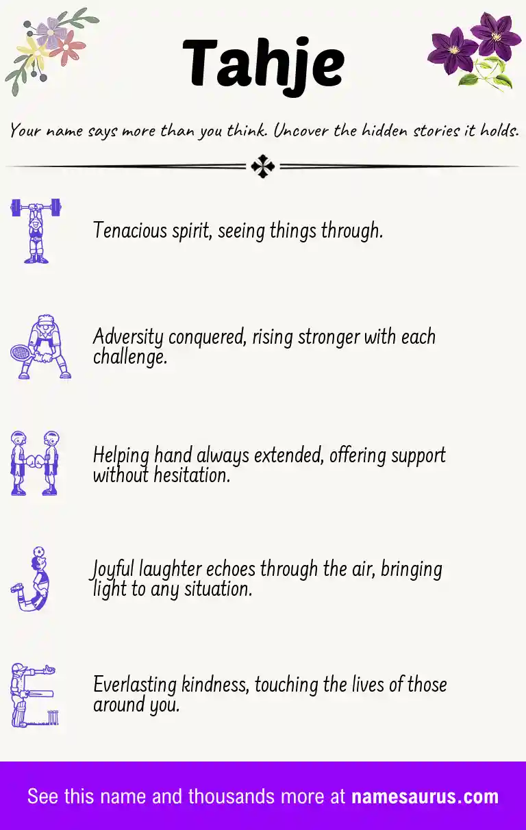 Acrostic poem about Tahje.