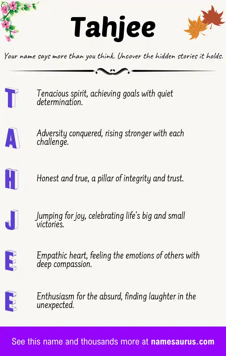 Acrostic poem about Tahjee.