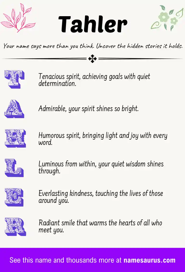 Acrostic poem about Tahler.