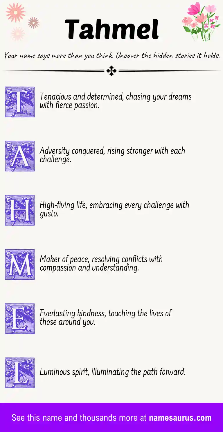 Acrostic poem about Tahmel.