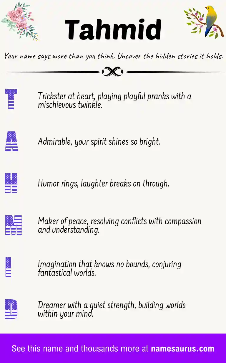 Acrostic poem about Tahmid.