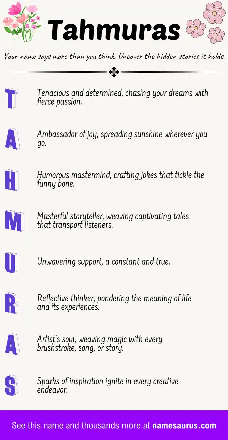 Acrostic poem about Tahmuras.