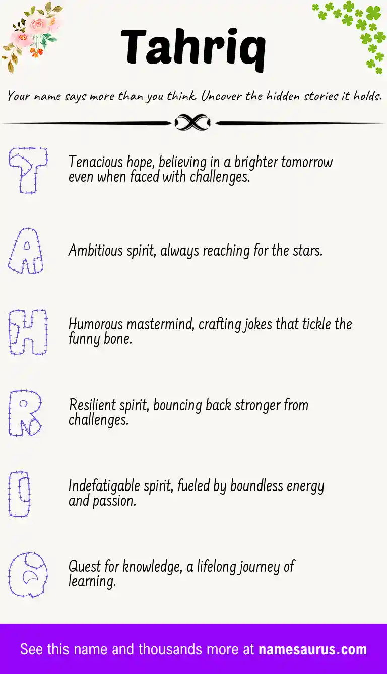 Acrostic poem about Tahriq.