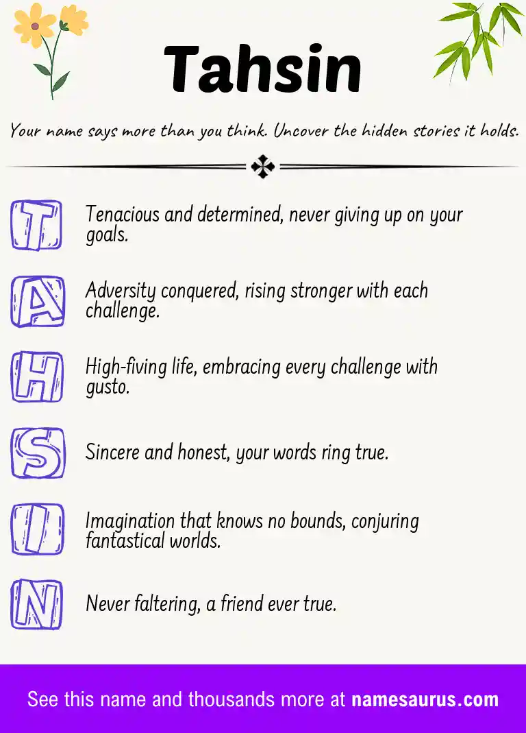 Acrostic poem about Tahsin.