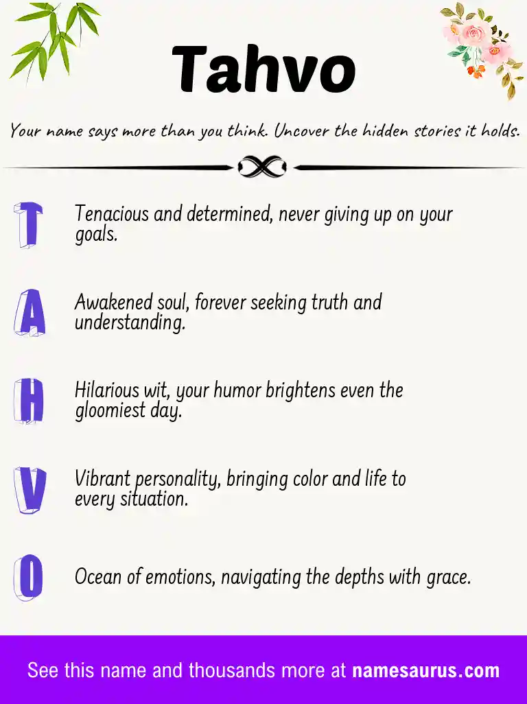 Acrostic poem about Tahvo.