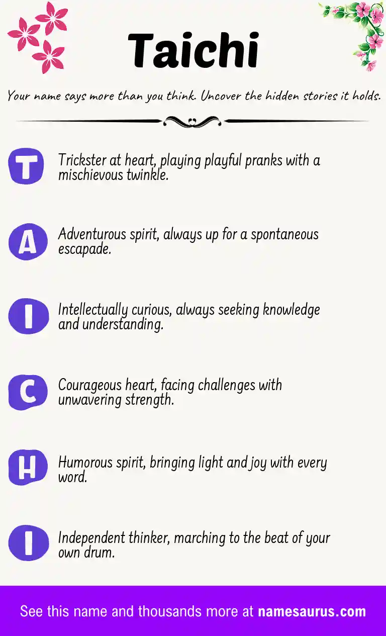Acrostic poem about Taichi.