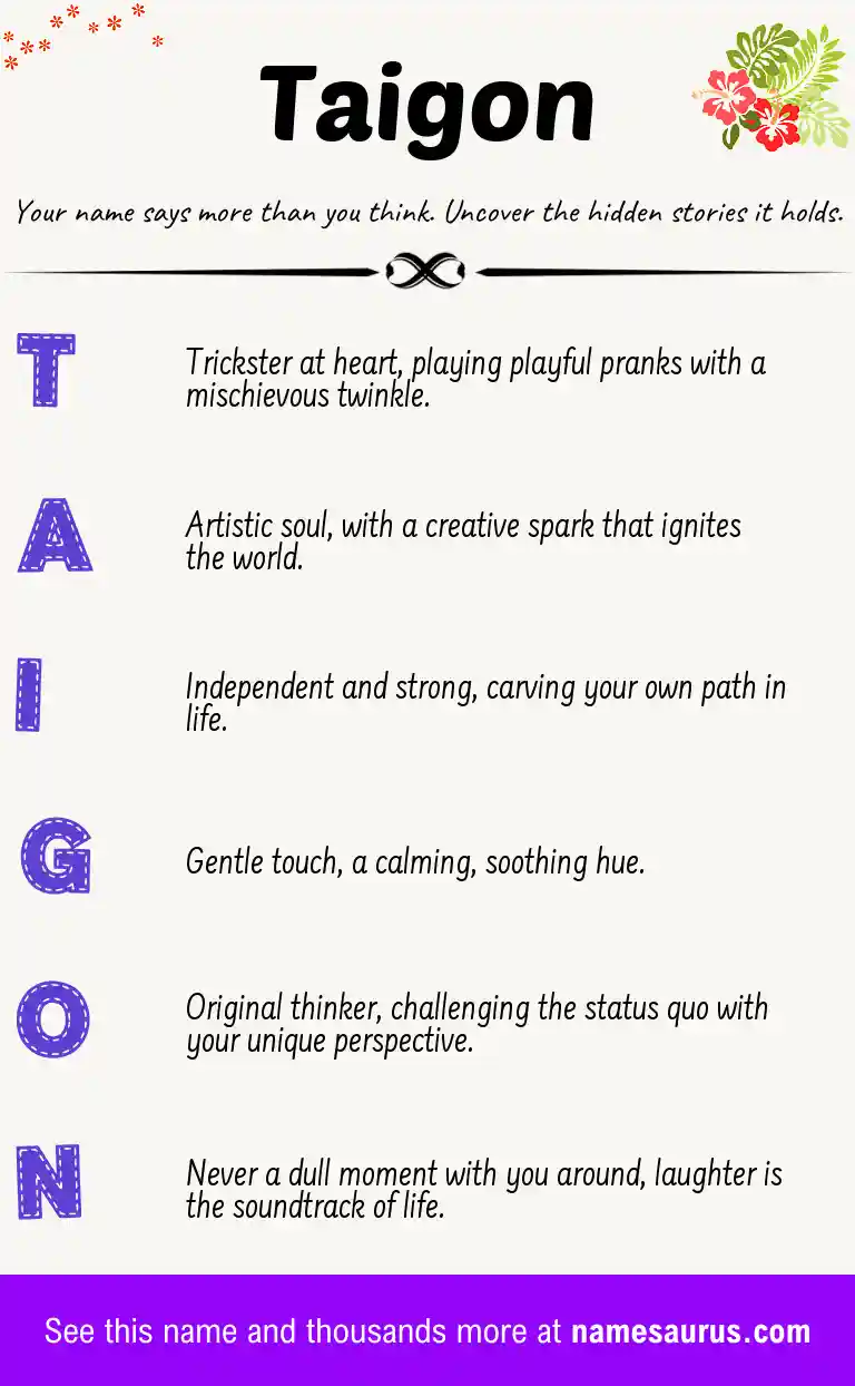 Acrostic poem about Taigon.