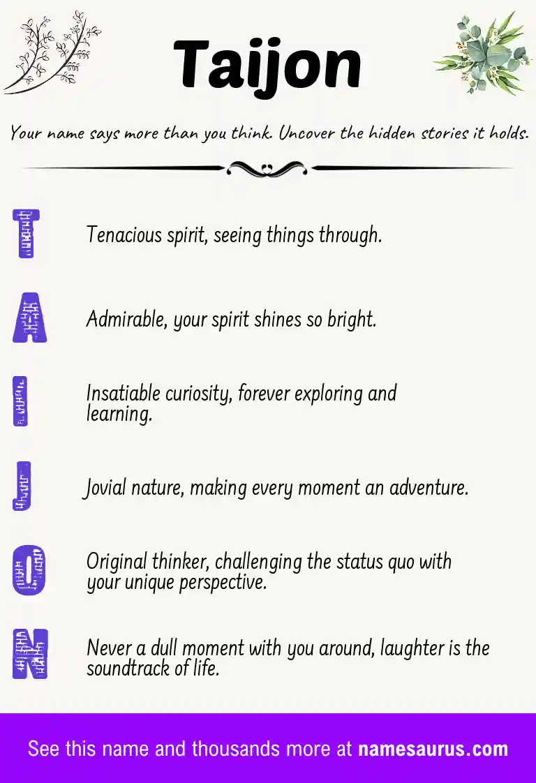 Acrostic poem about Taijon.