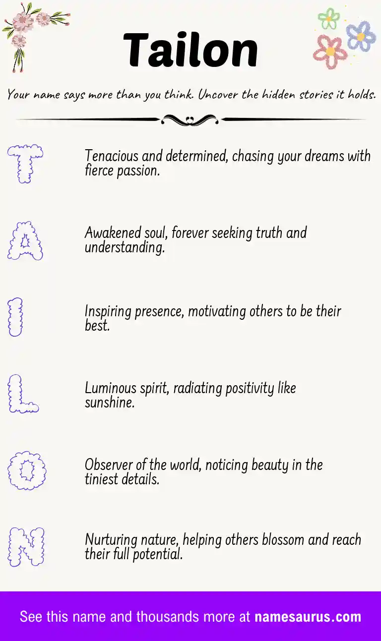 Acrostic poem about Tailon.