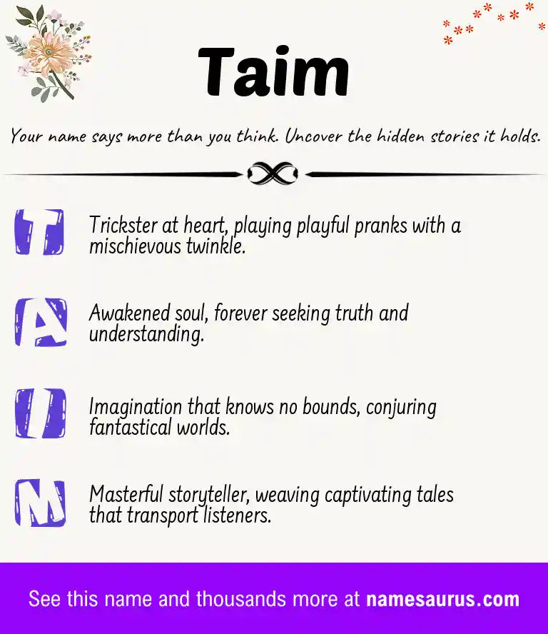 Acrostic poem about Taim.
