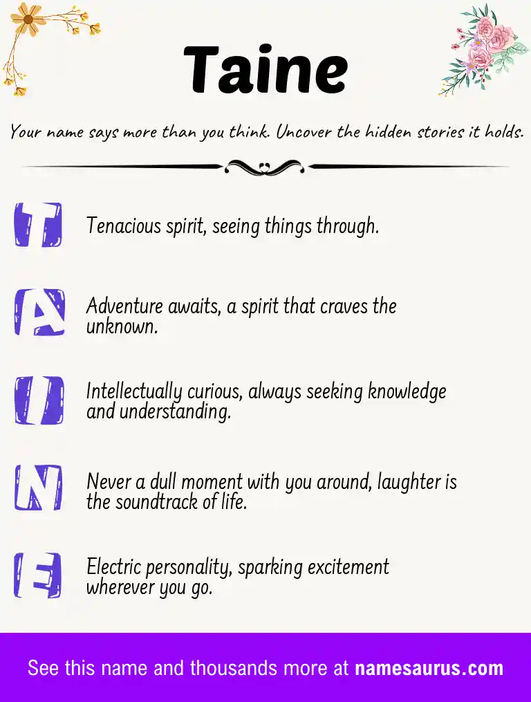 Acrostic poem about Taine.