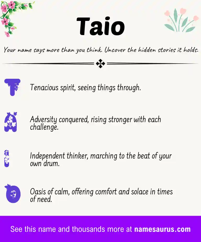 Acrostic poem about Taio.