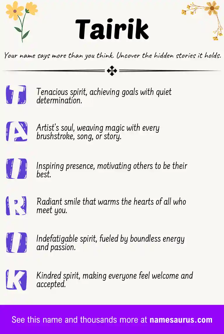 Acrostic poem about Tairik.