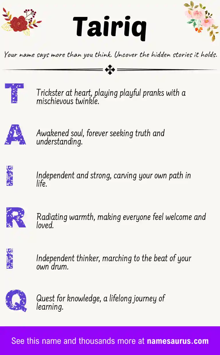 Acrostic poem about Tairiq.