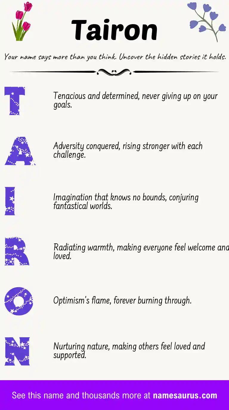 Acrostic poem about Tairon.