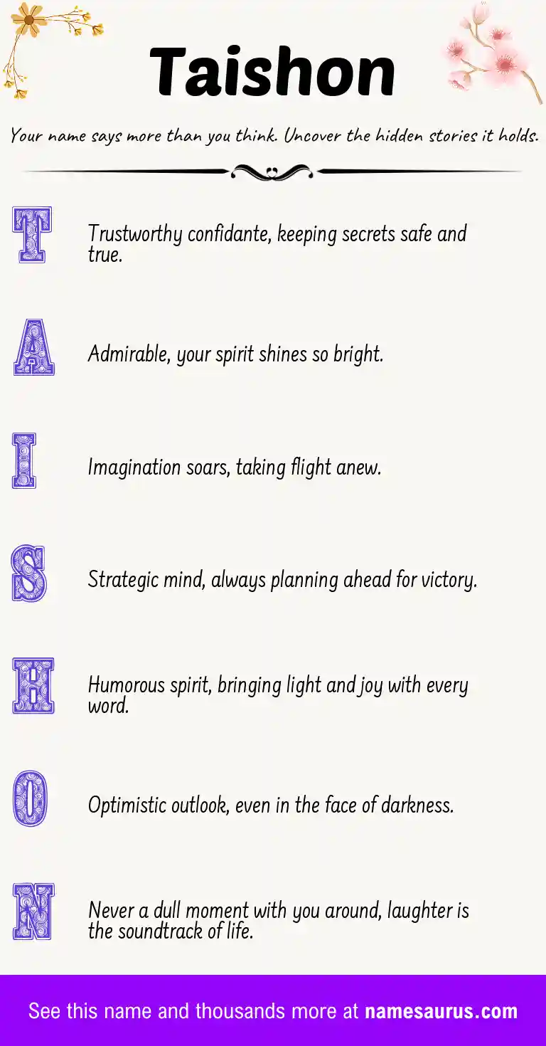 Acrostic poem about Taishon.