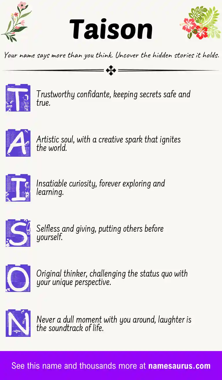 Acrostic poem about Taison.