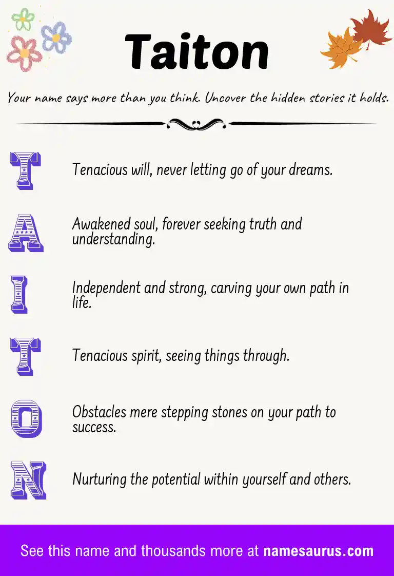 Acrostic poem about Taiton.