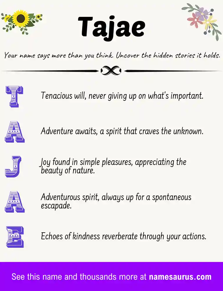 Acrostic poem about Tajae.