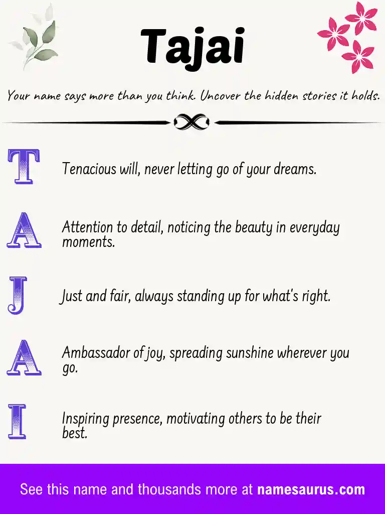 Acrostic poem about Tajai.