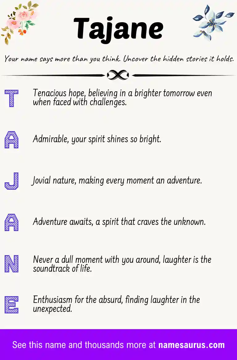 Acrostic poem about Tajane.