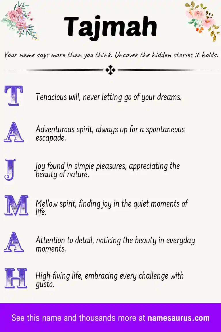 Acrostic poem about Tajmah.