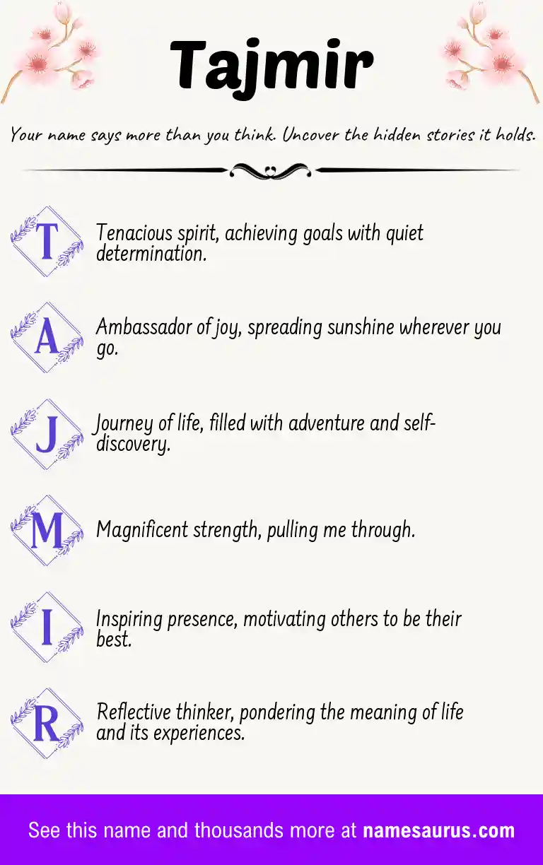 Acrostic poem about Tajmir.