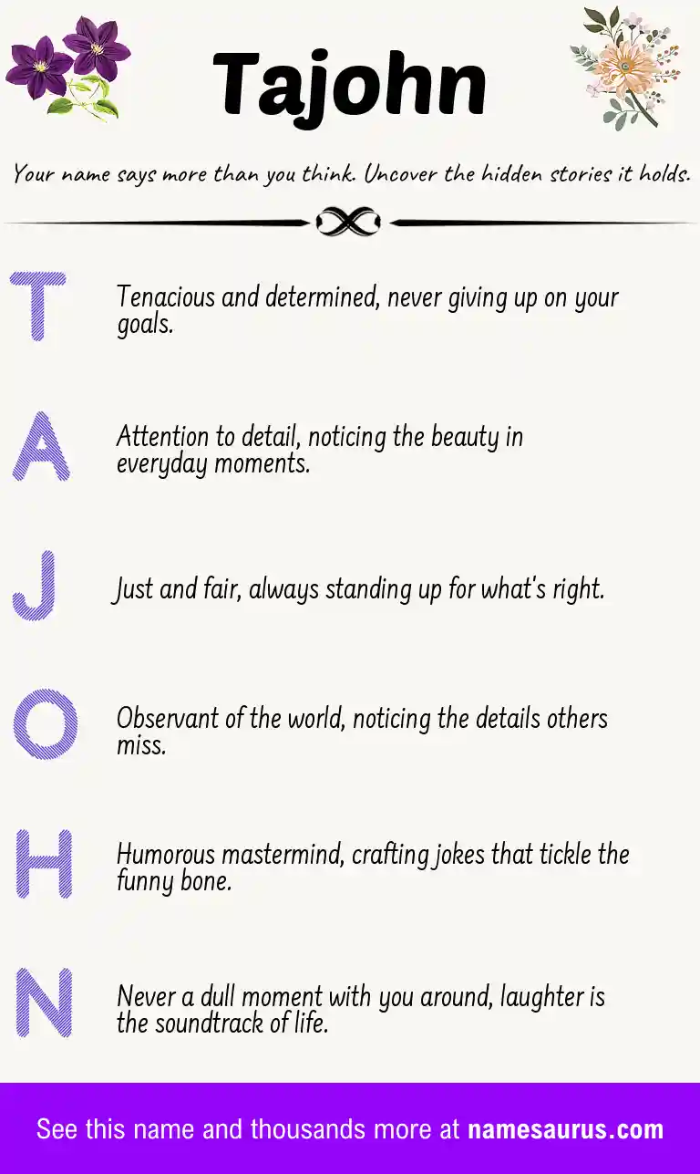 Acrostic poem about Tajohn.