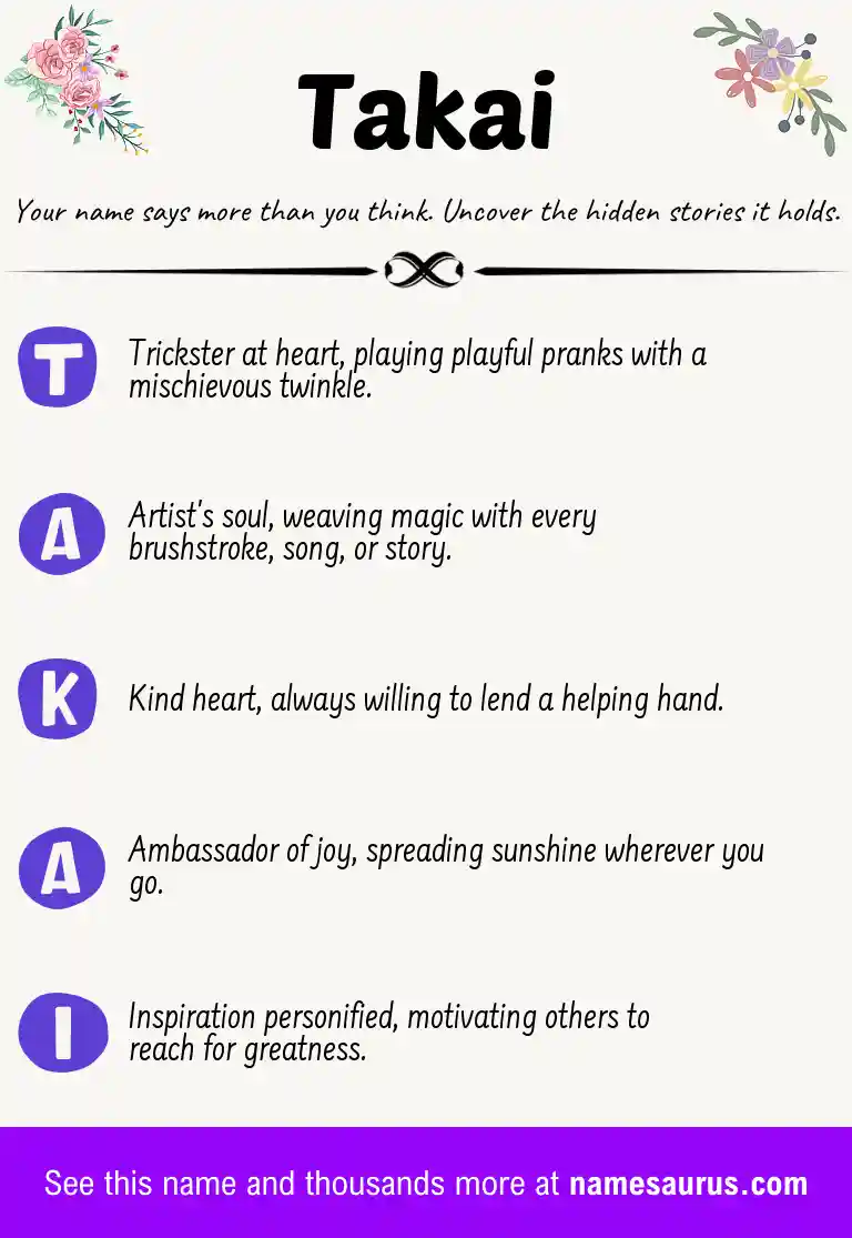 Acrostic poem about Takai.