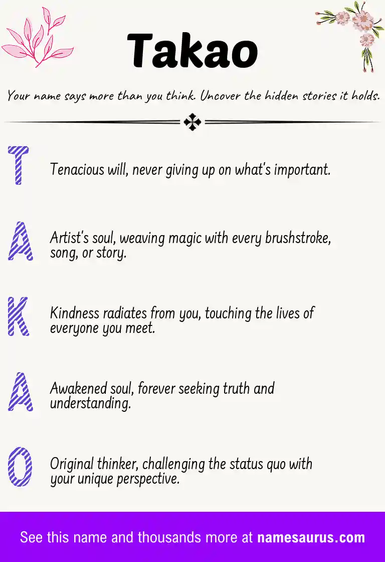 Acrostic poem about Takao.