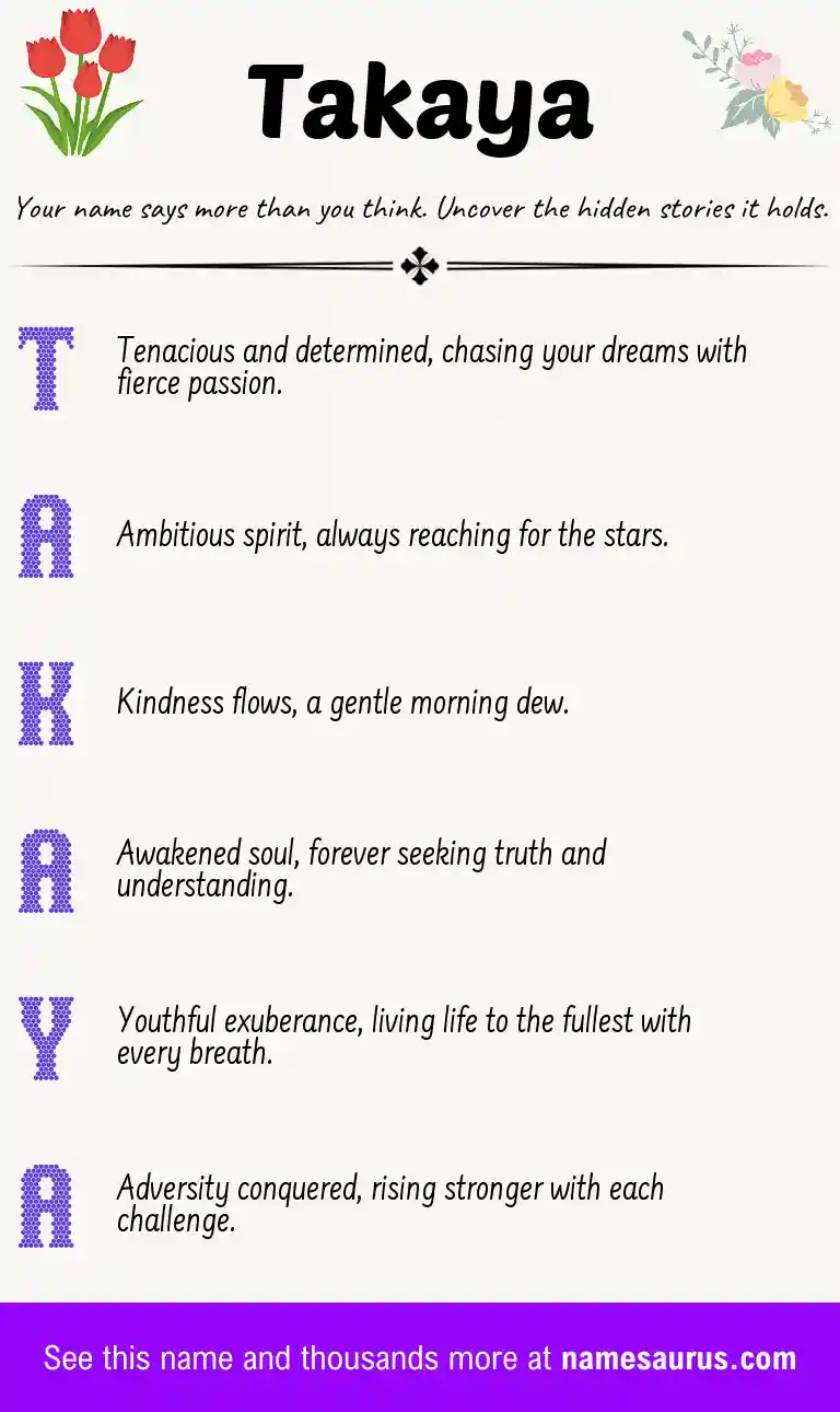 Acrostic poem about Takaya.