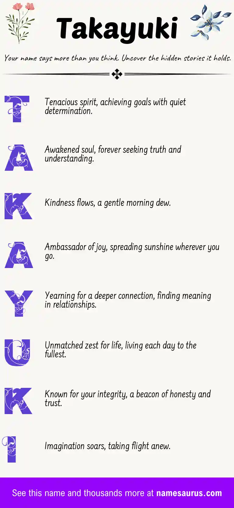 Acrostic poem about Takayuki.