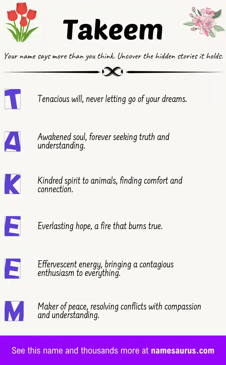 Acrostic poem about Takeem.