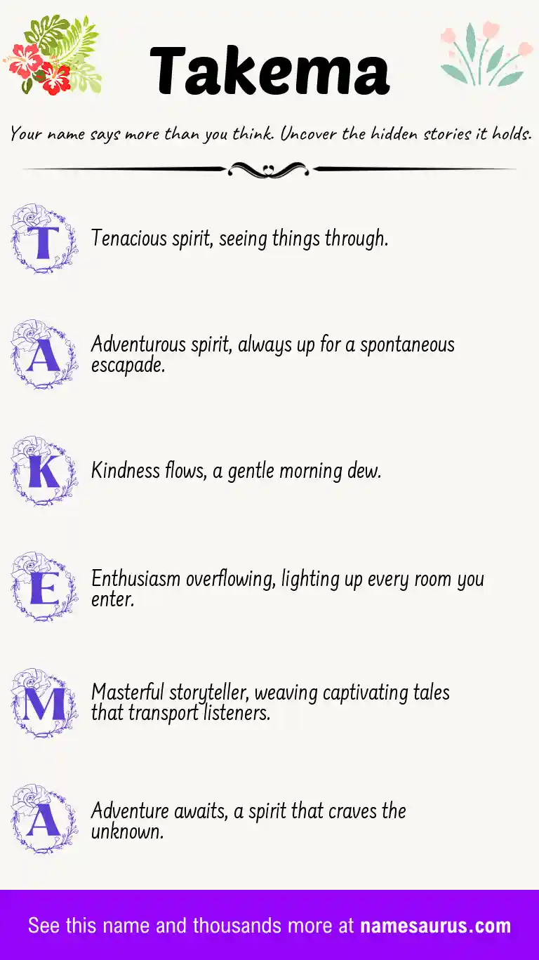 Acrostic poem about Takema.