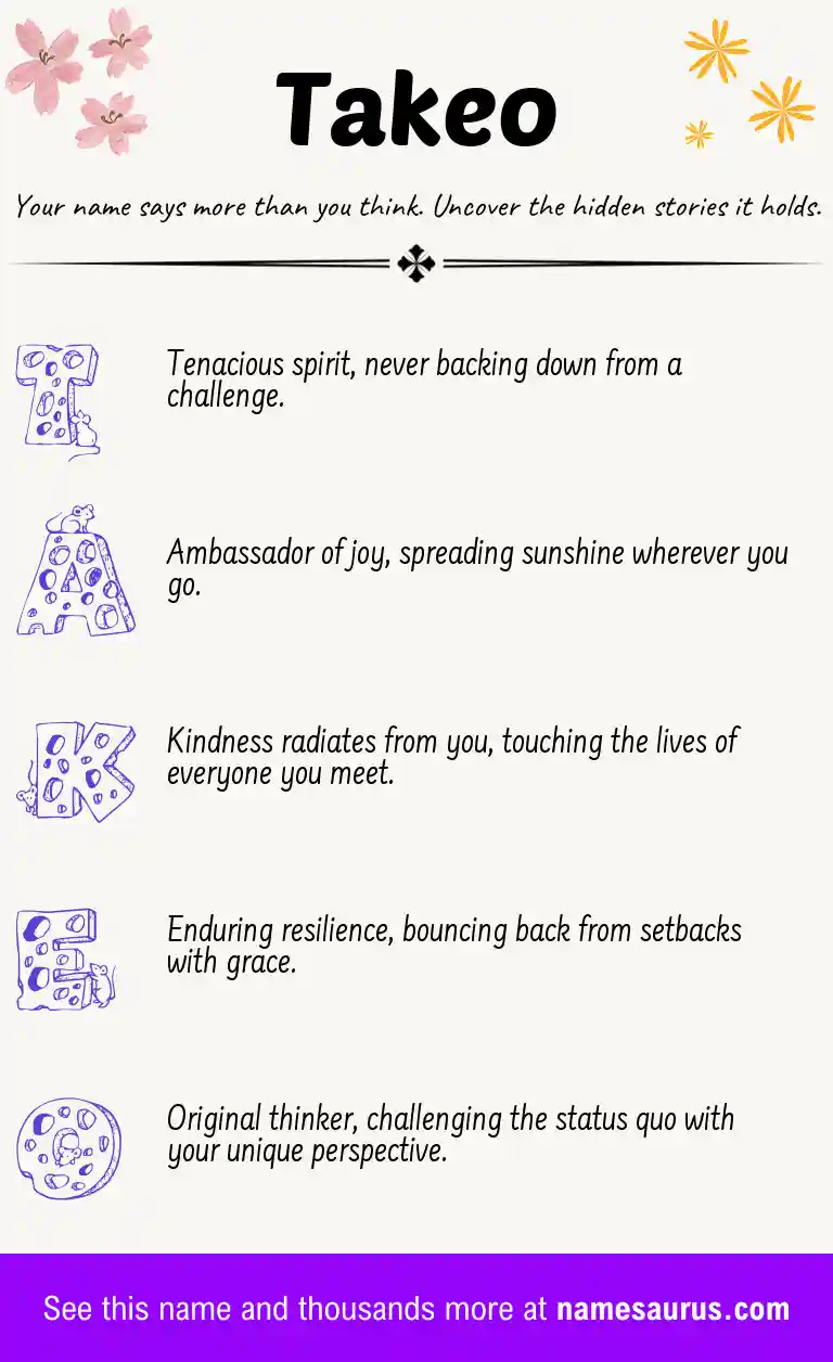 Acrostic poem about Takeo.
