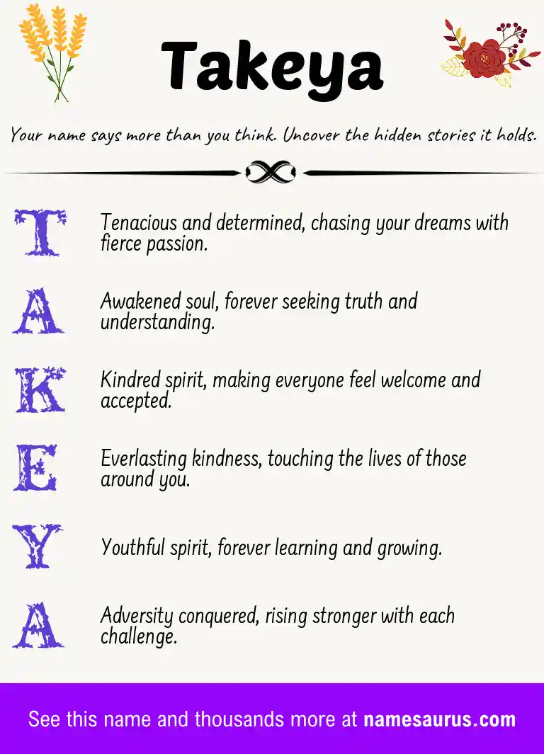 Acrostic poem about Takeya.