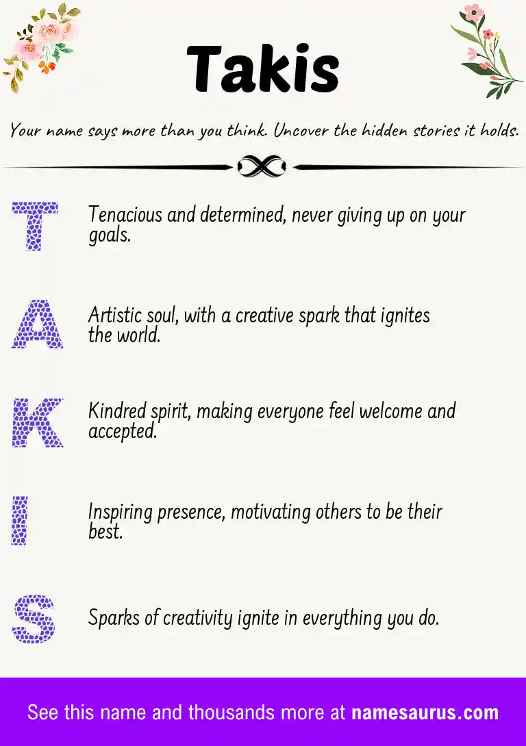 Acrostic poem about Takis.