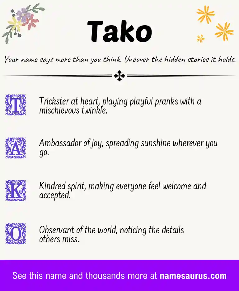 Acrostic poem about Tako.