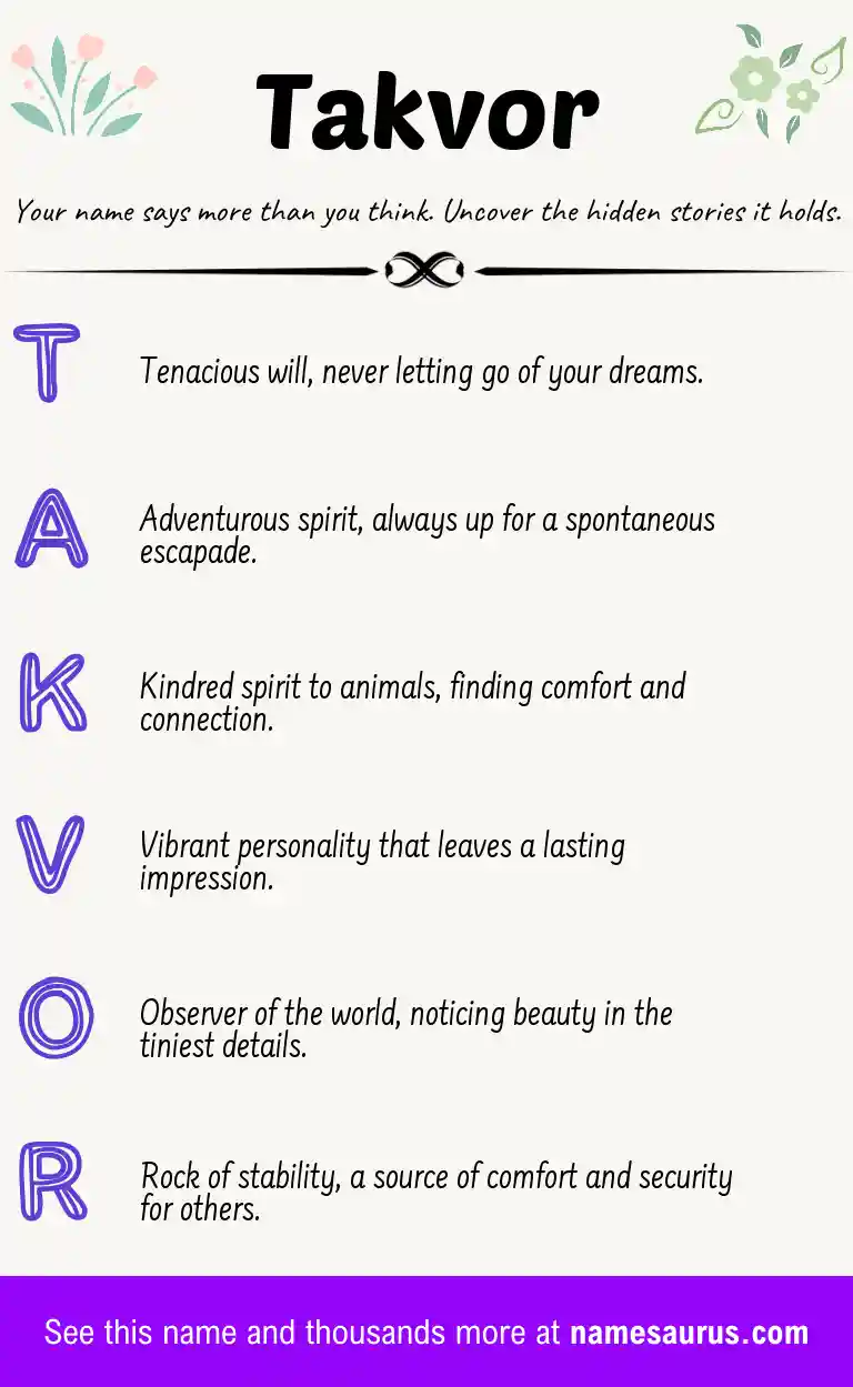 Acrostic poem about Takvor.