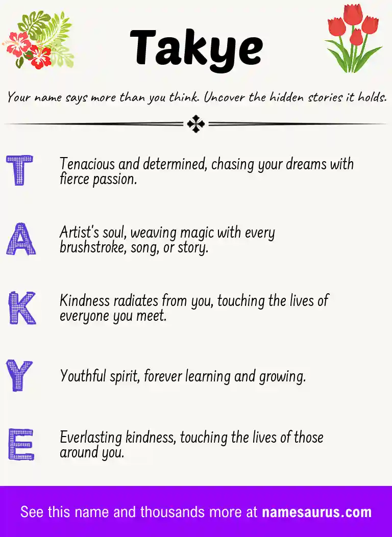 Acrostic poem about Takye.