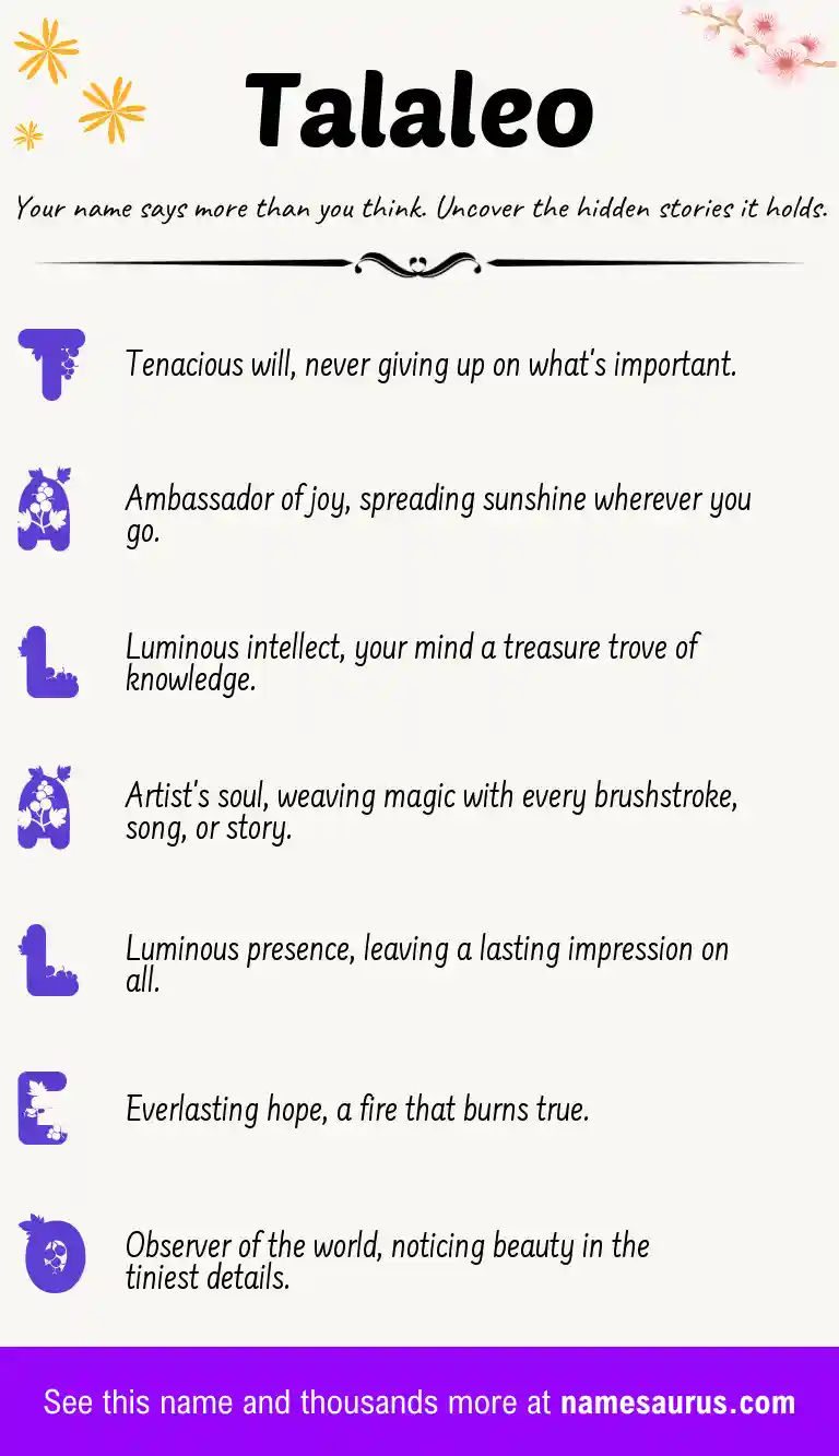 Acrostic poem about Talaleo.