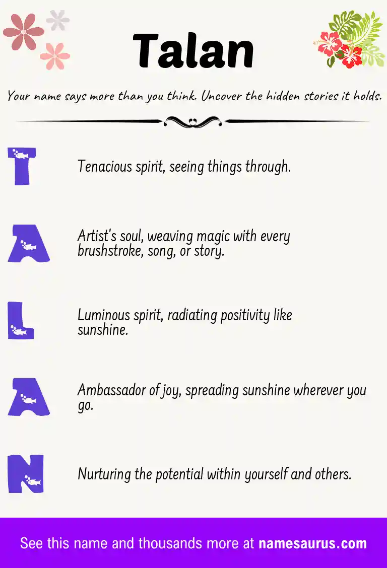 Acrostic poem about Talan.